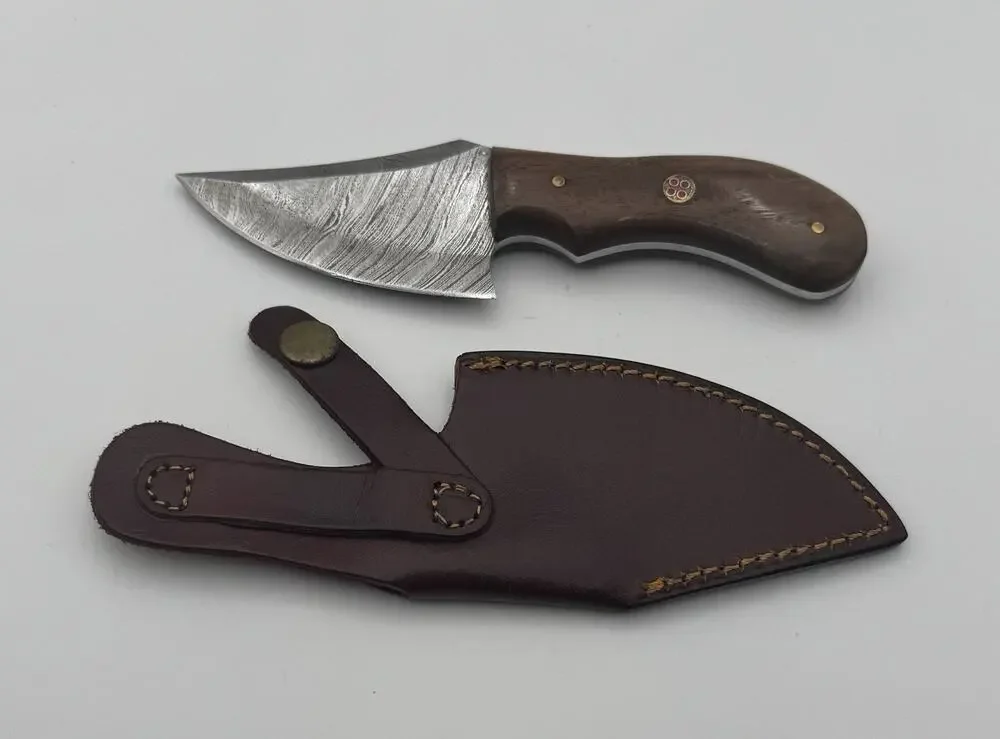 Handmade Damascus Steel Fixed Blade Knife w/ Leather Sheath – Pakistan Made NEW